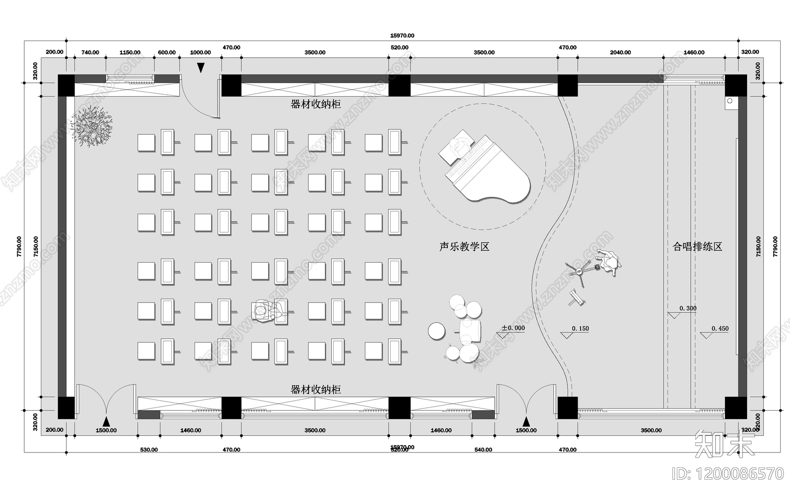现代教室施工图下载【ID:1200086570】