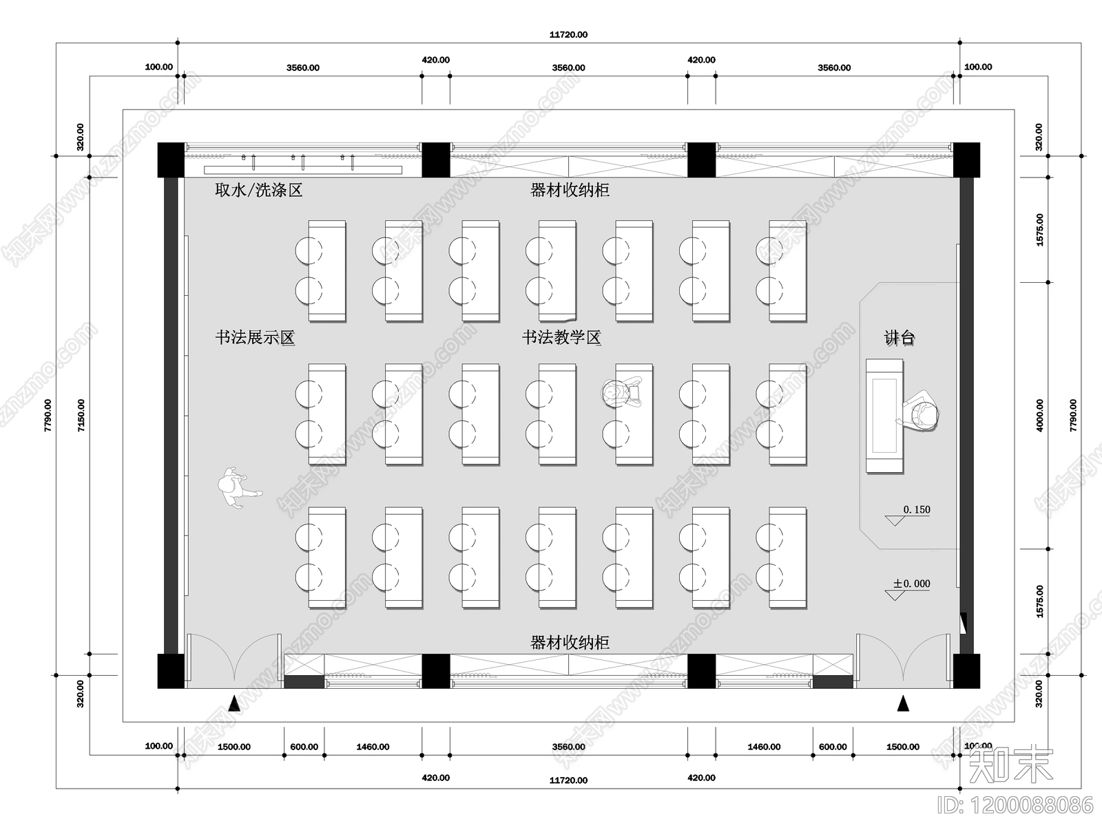现代教室施工图下载【ID:1200088086】