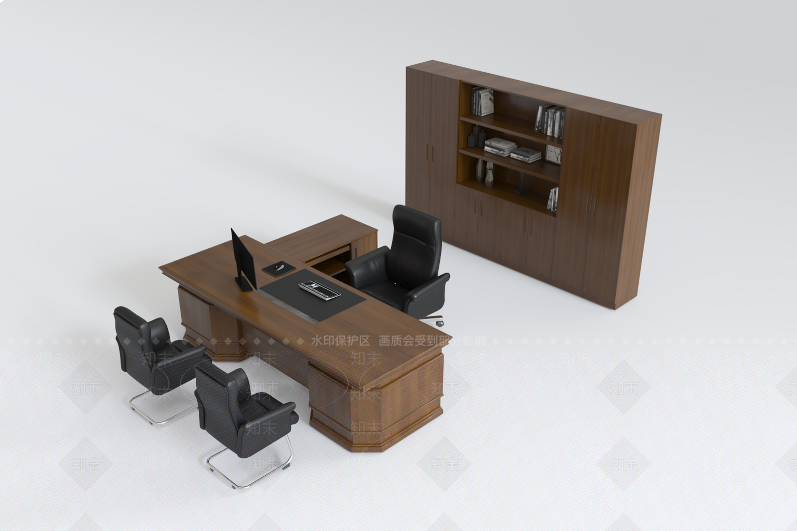 中式办公桌3D模型下载【ID:1200091087】