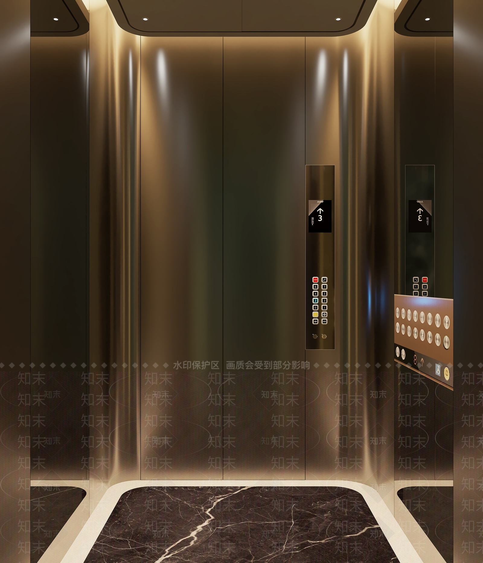 轻奢电梯间3D模型下载【ID:1200089652】