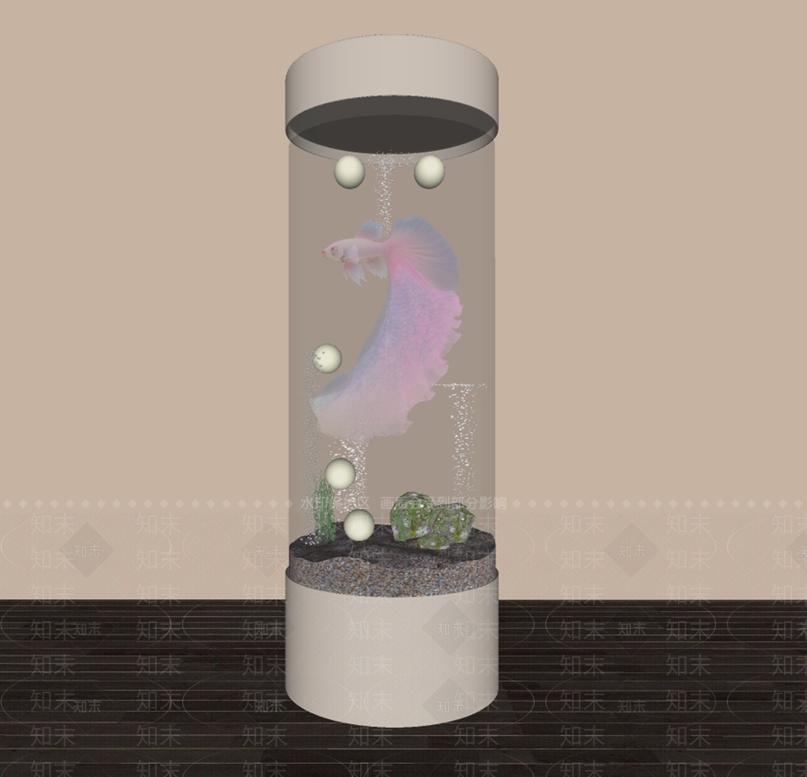 现代鱼缸SU模型草图