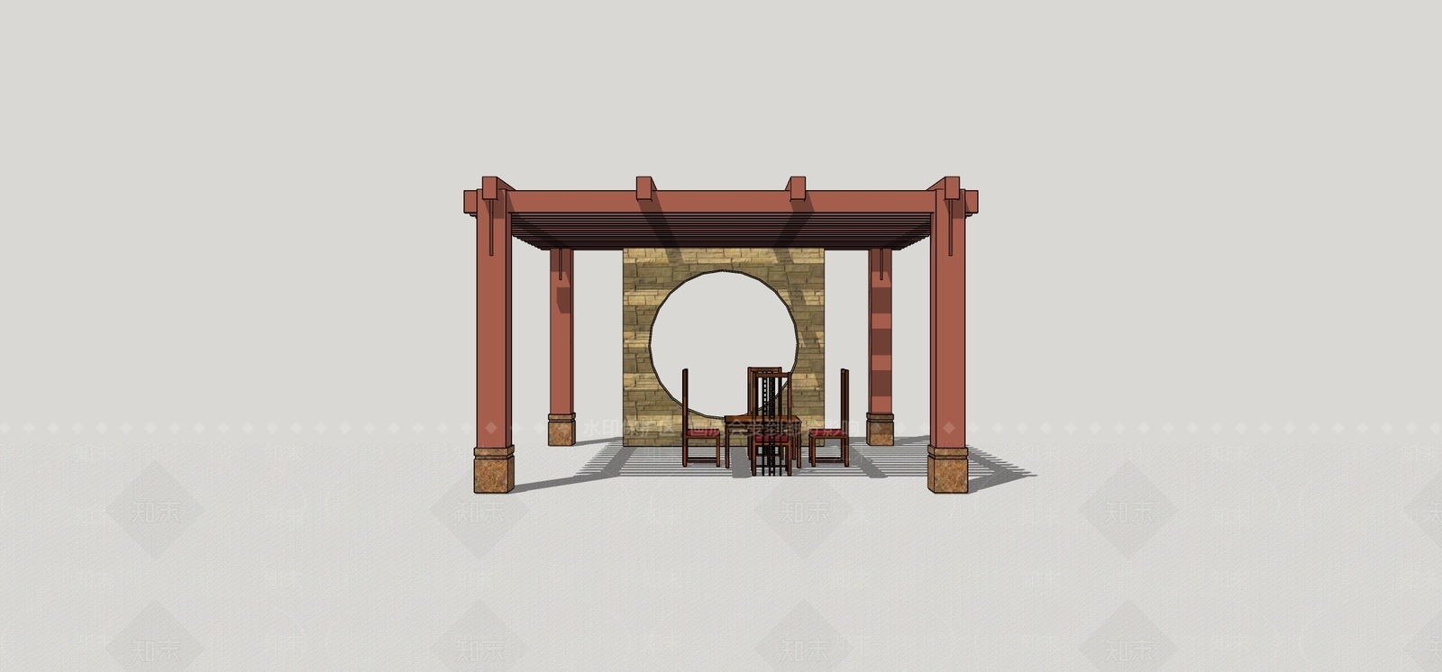 现代廊架SU模型下载【ID:1200091455】