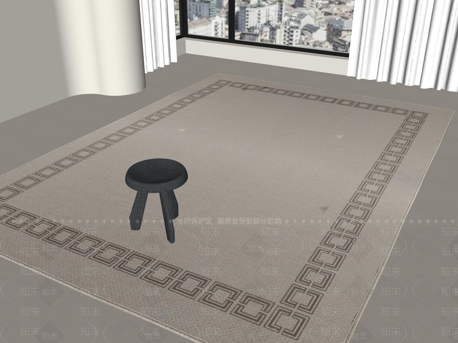 现代侘寂地毯SU模型下载【ID:1200091955】