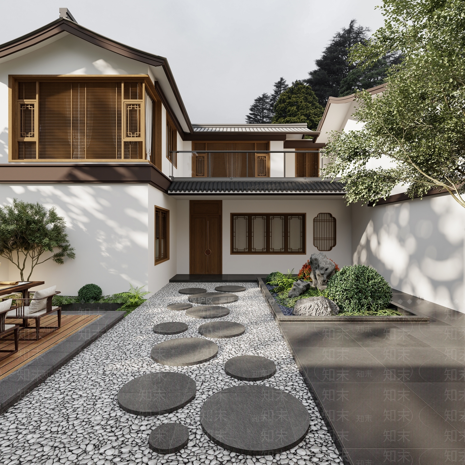 新中式中式四合院3D模型下载【ID:1200094149】