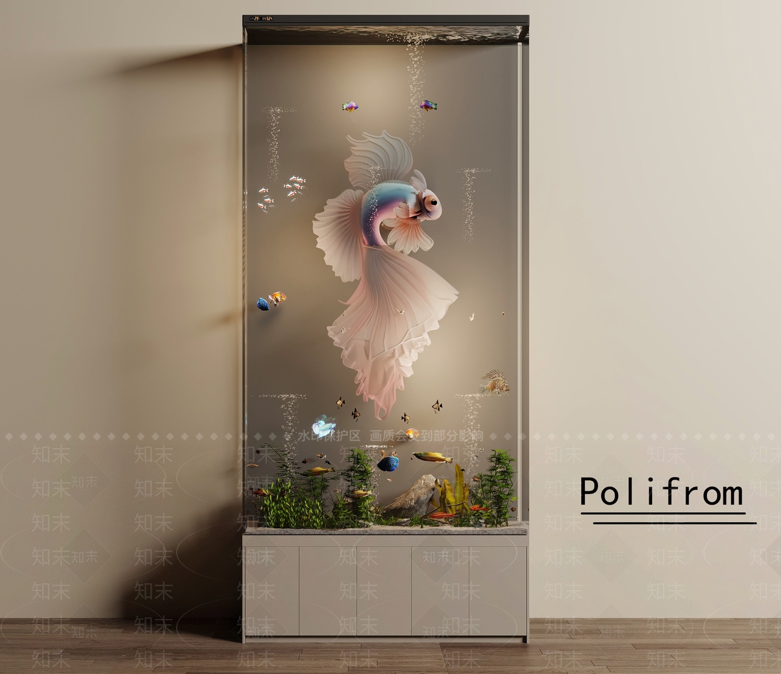 现代轻奢鱼缸SU模型下载【ID:1200092396】