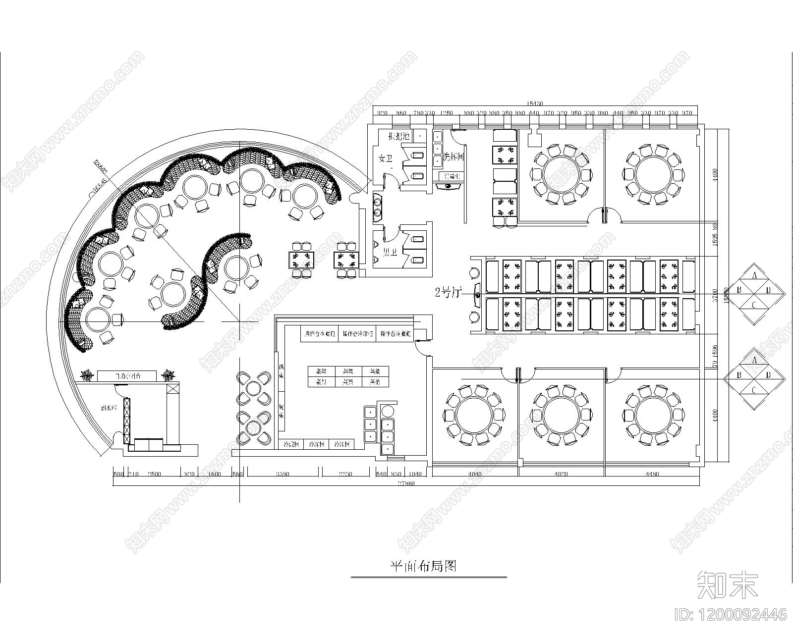 轻奢火锅店施工图下载【ID:1200092446】