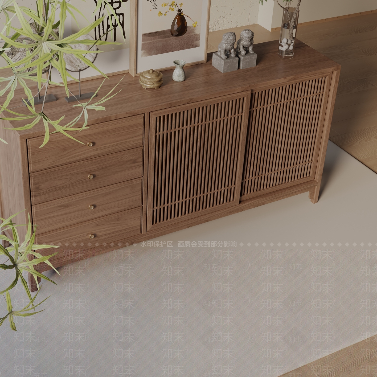 现代玄关柜3D模型下载【ID:1200093993】