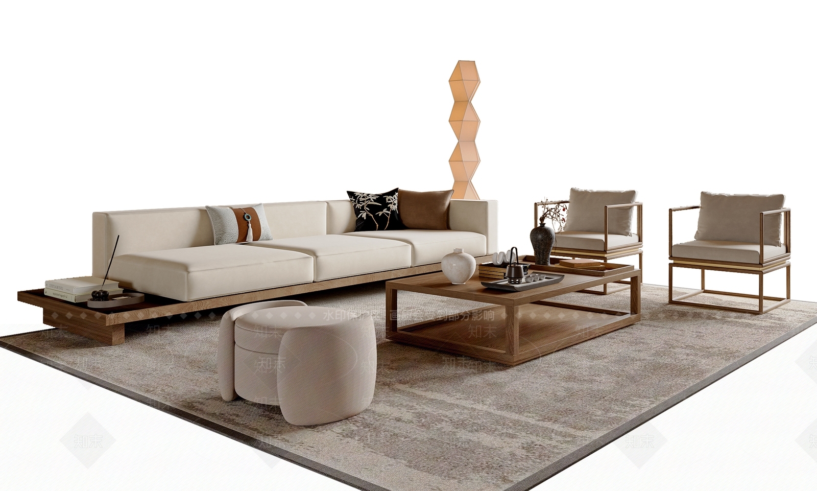 新中式中式沙发组合3D模型下载【ID:1200094897】