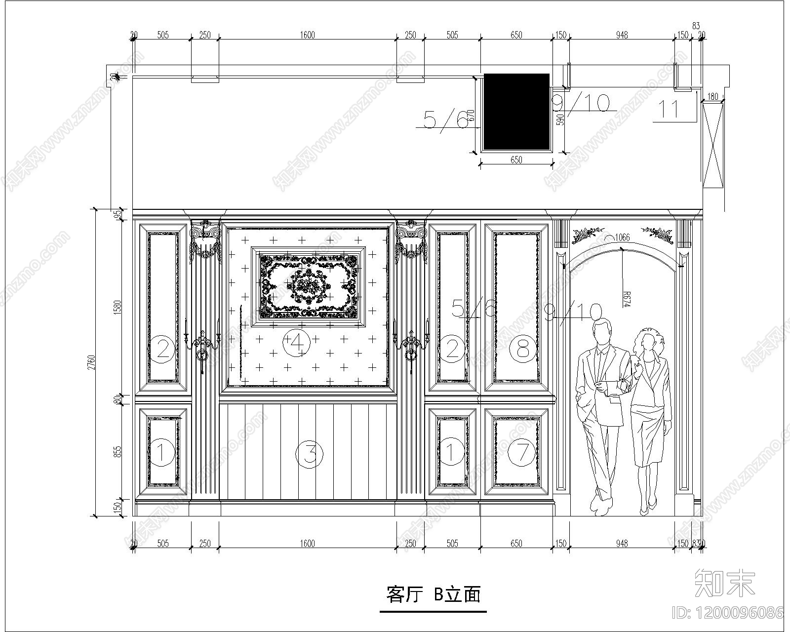 法式客厅施工图下载【ID:1200096086】