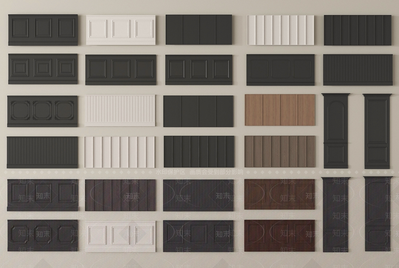 法式护墙板SU模型下载【ID:1200096528】