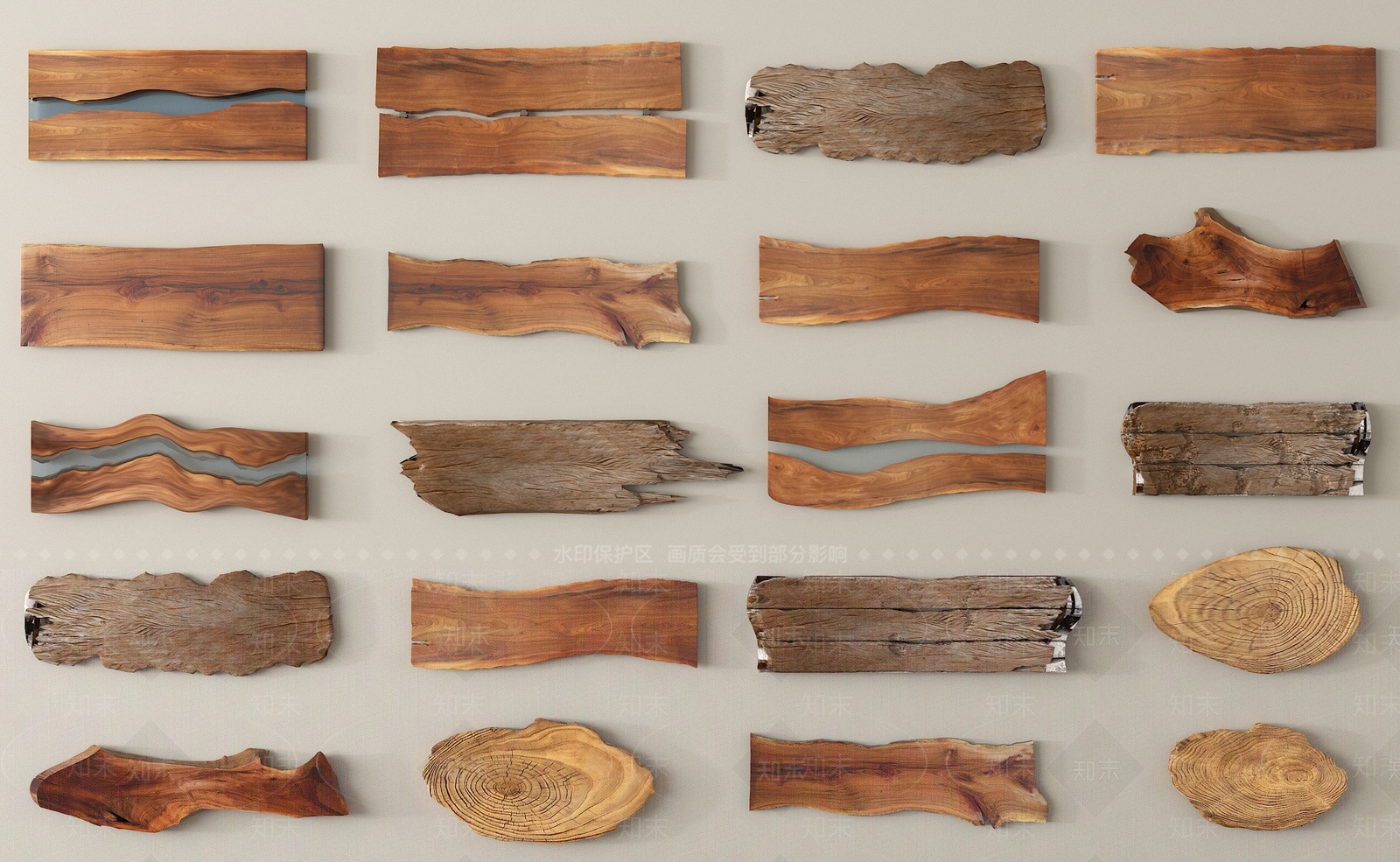 现代侘寂木头木板3D模型下载【ID:1200097869】