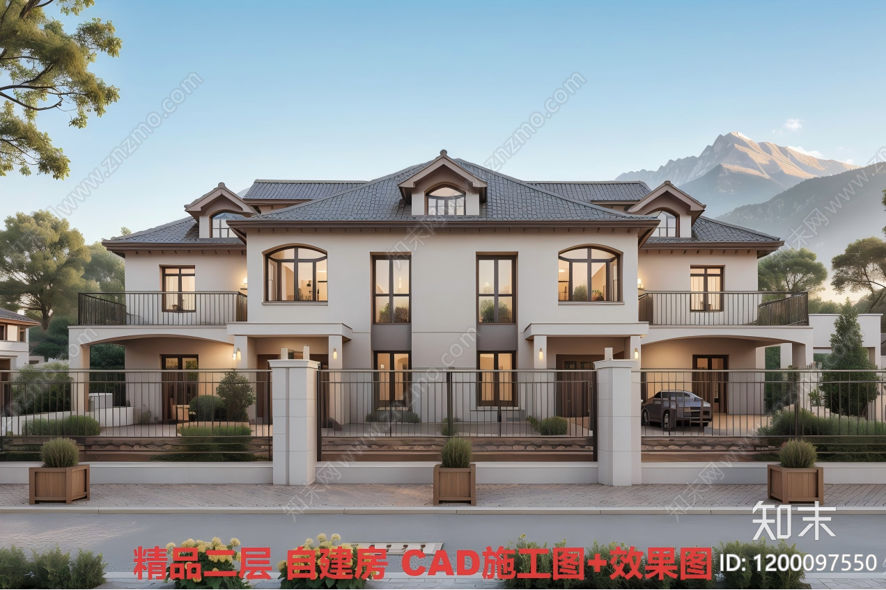 欧式别墅建筑施工图下载【ID:1200097550】