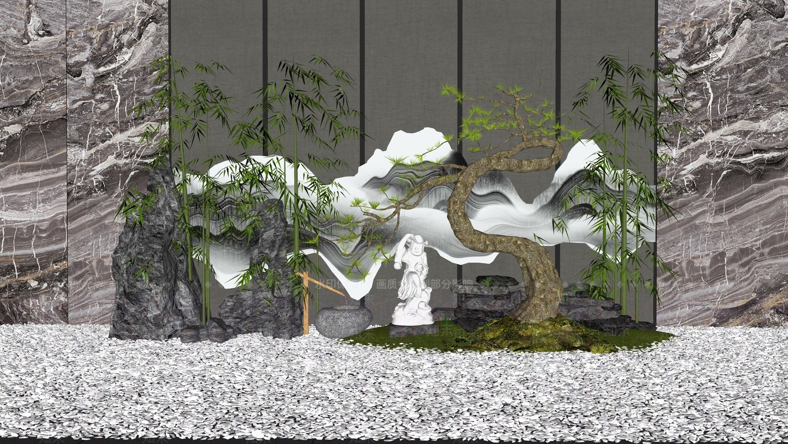 现代新中式其他景观小品SU模型下载【ID:1200100317】