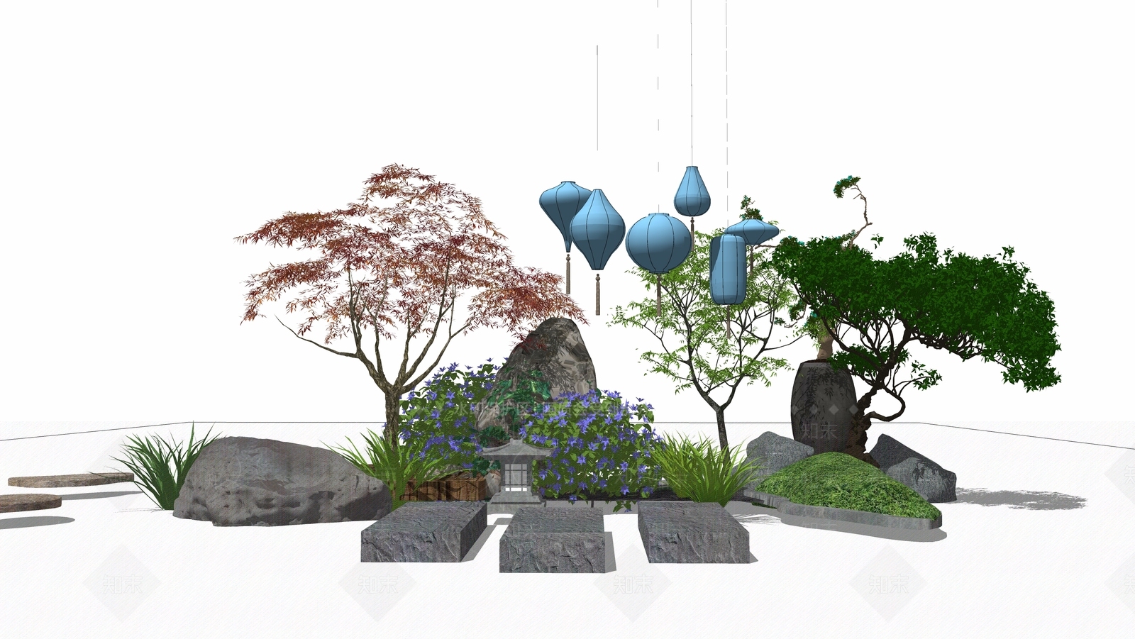 现代新中式其他景观小品SU模型下载【ID:1200101195】