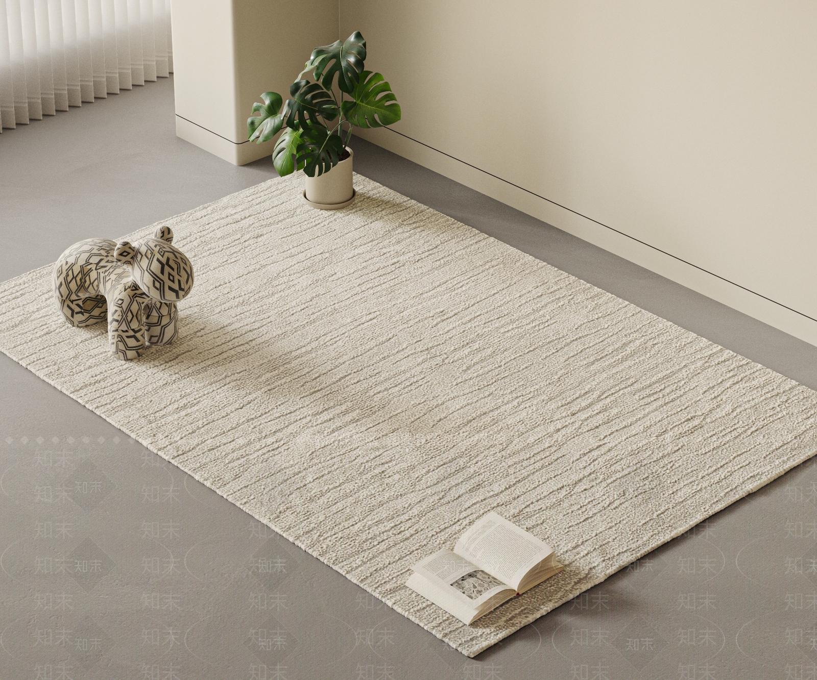 现代奶油地毯3D模型下载【ID:1200102782】