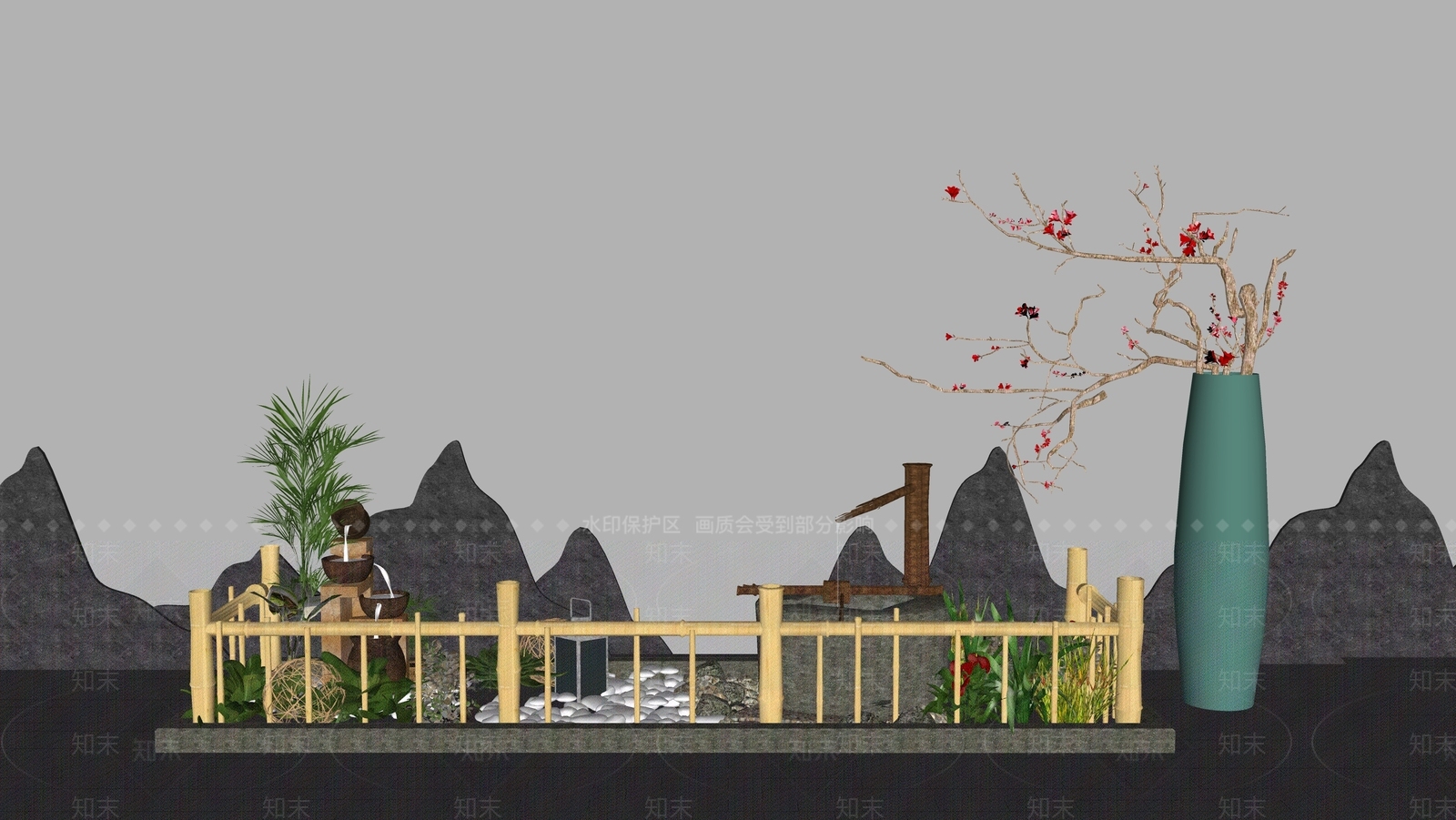 现代新中式其他景观小品SU模型下载【ID:1200102968】