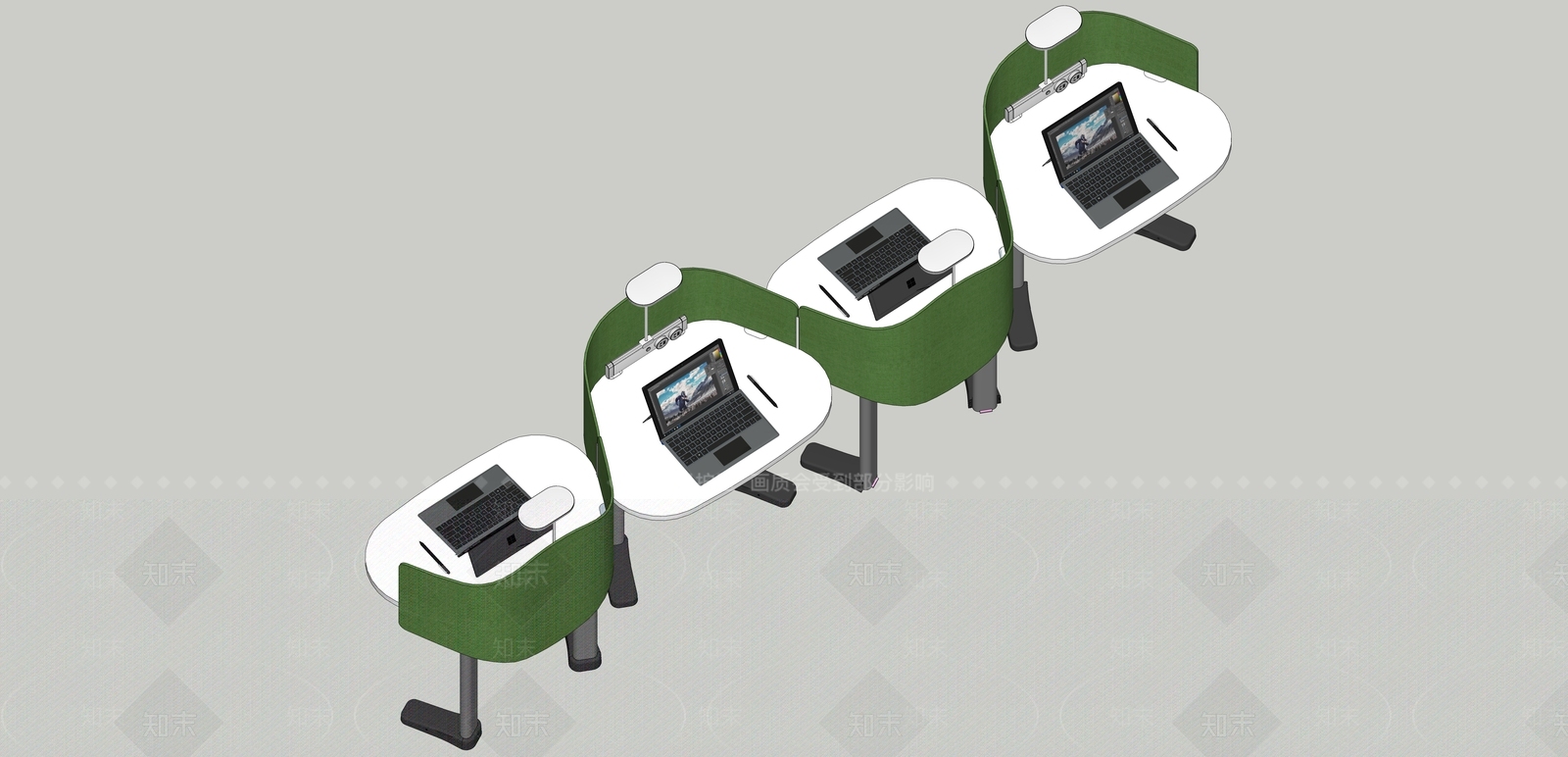 现代欧式书桌SU模型下载【ID:1200103341】