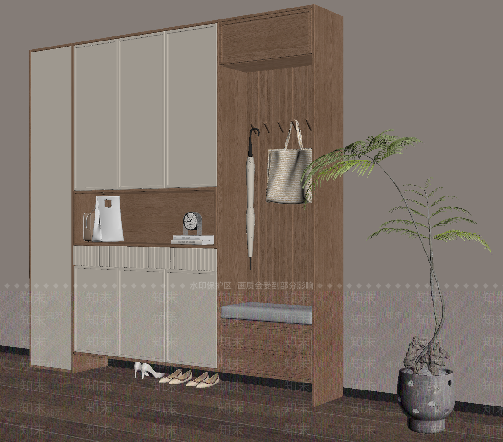 现代鞋柜SU模型下载【ID:1200103507】