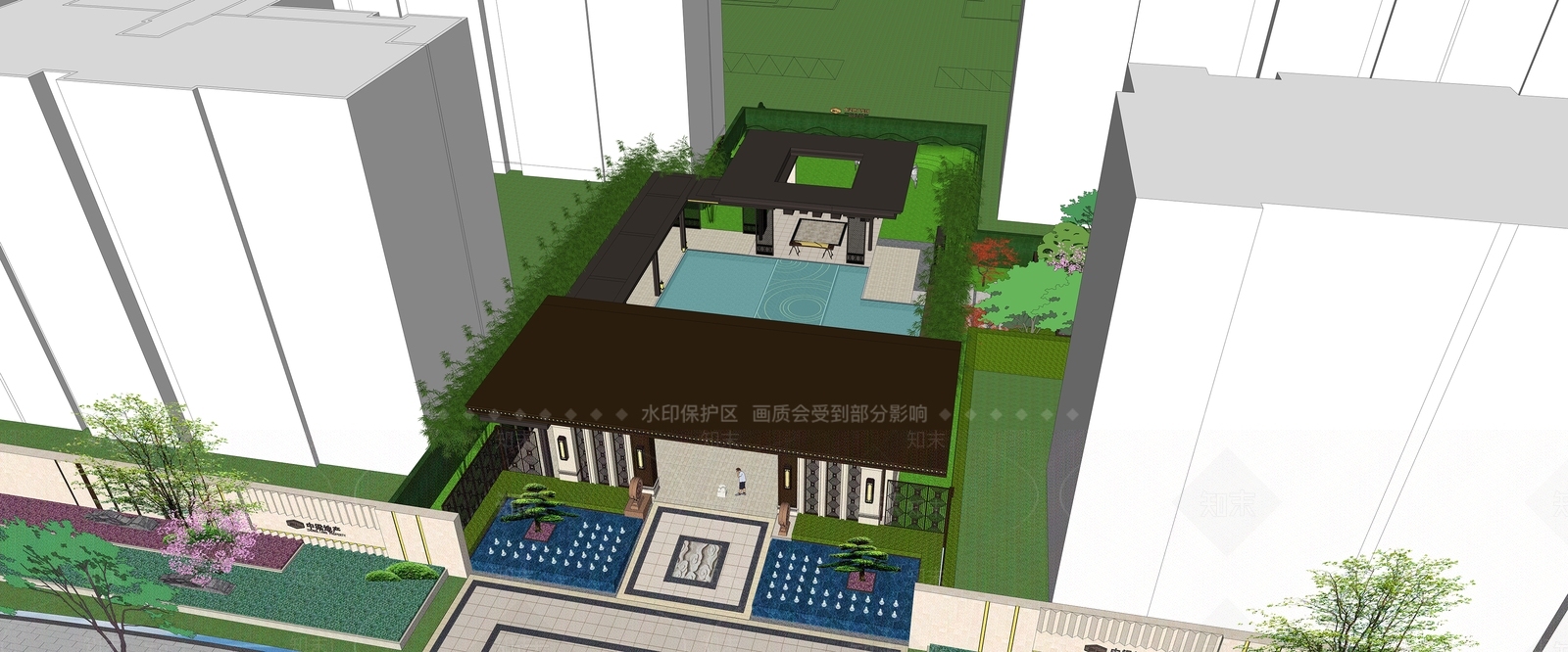 现代售楼处建筑SU模型下载【ID:1200103569】