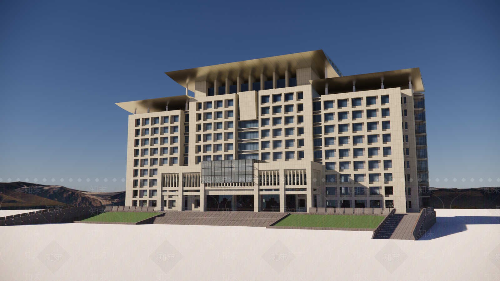 欧式简欧政府办公楼SU模型下载【ID:1200103713】