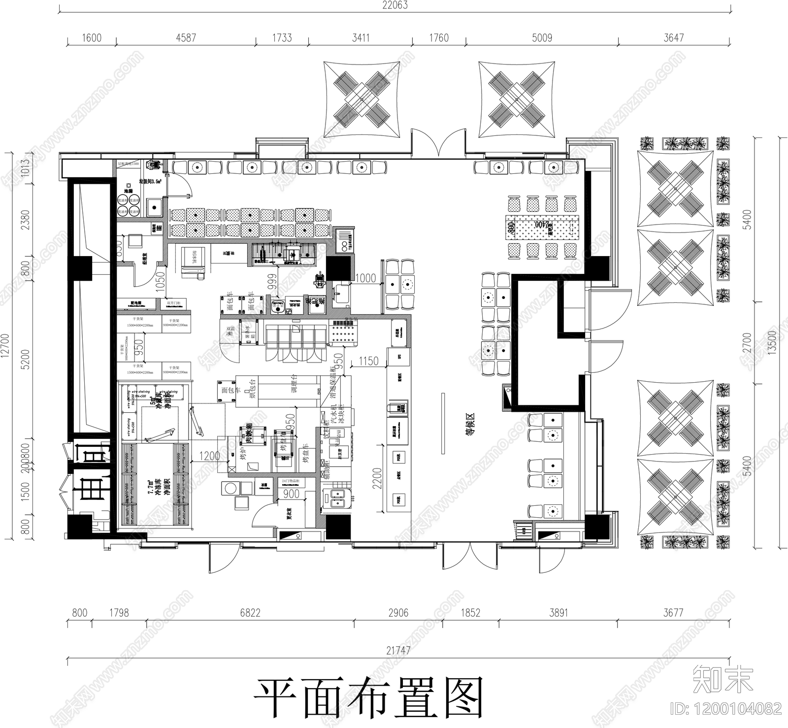 现代西餐厅施工图下载【ID:1200104082】