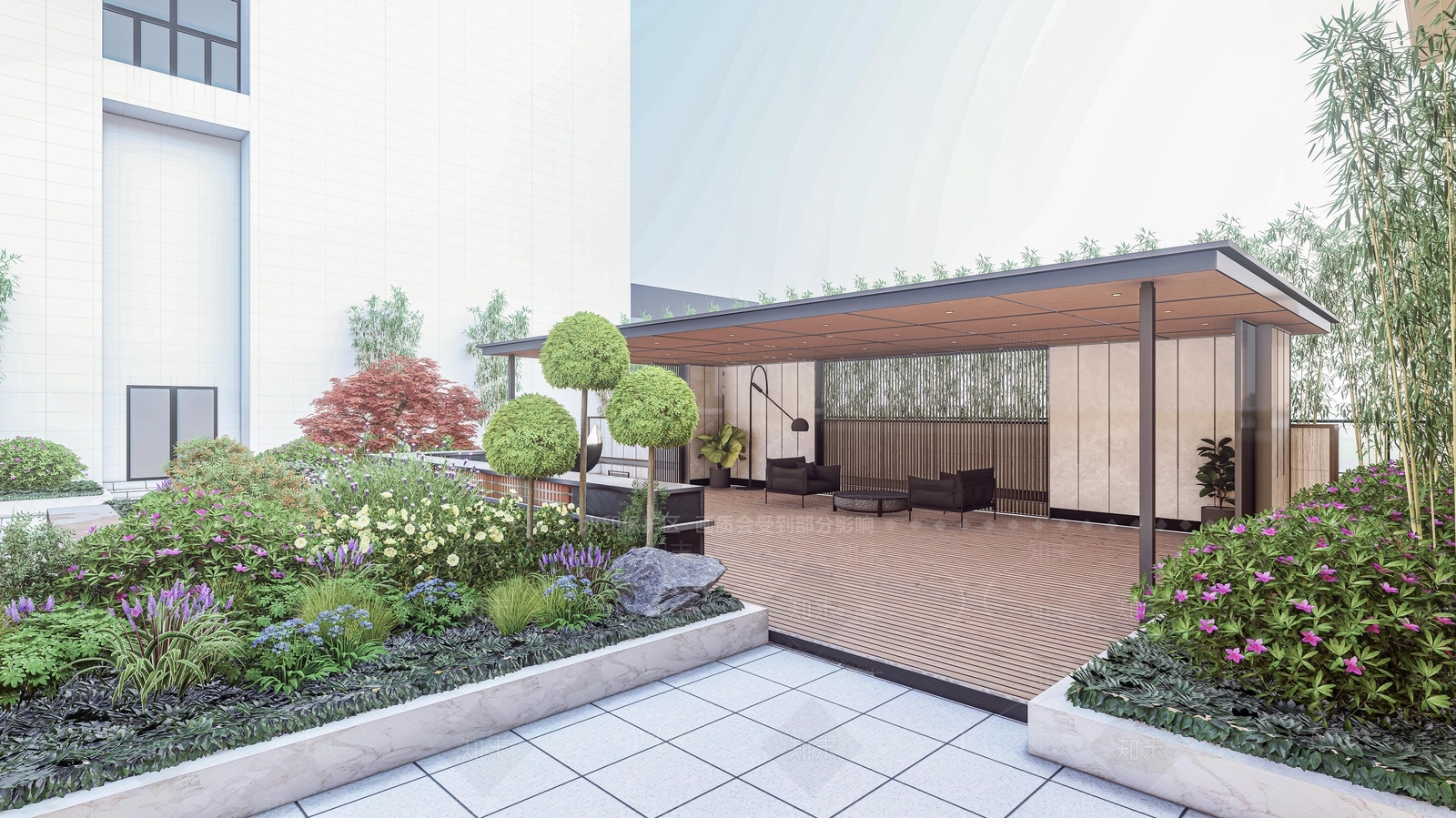 现代屋顶花园SU模型下载【ID:1200104738】
