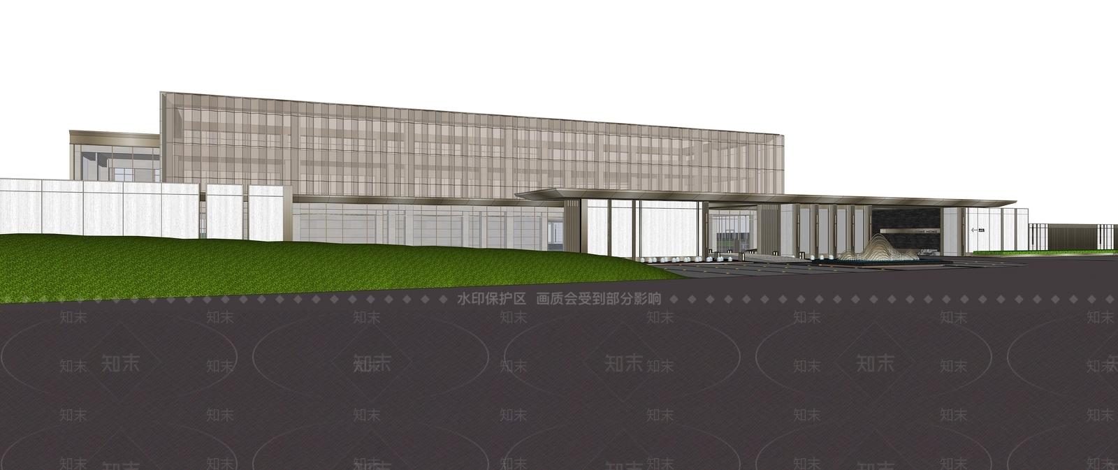 现代售楼处建筑SU模型下载【ID:1200106208】