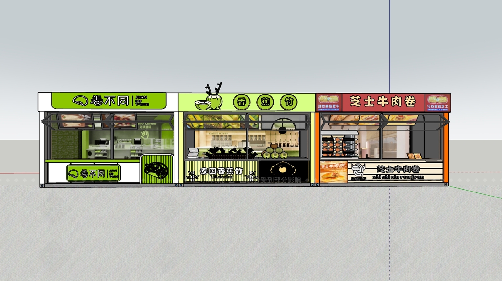 现代极简甜品面包店SU模型下载【ID:1200112068】