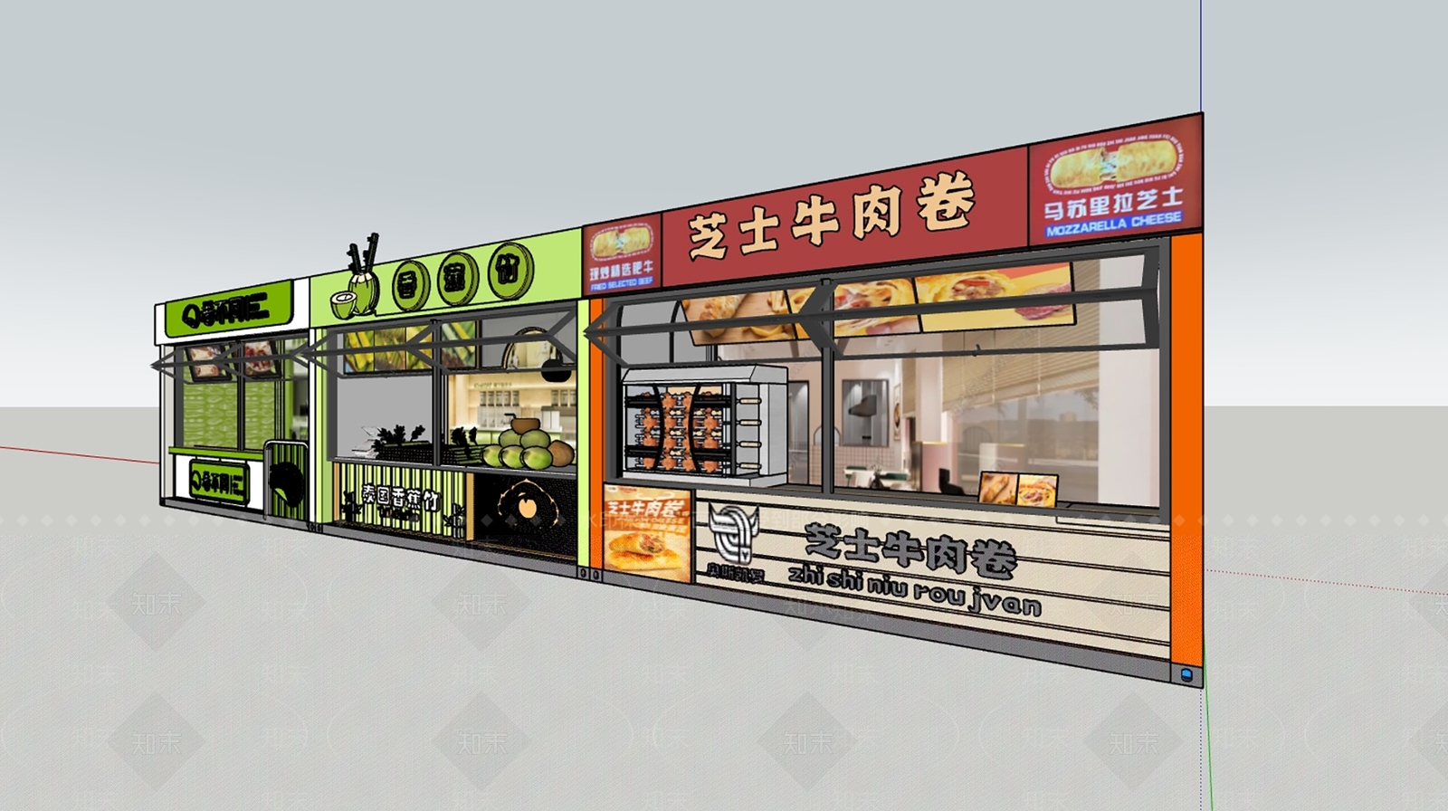 现代极简甜品面包店SU模型下载【ID:1200112068】