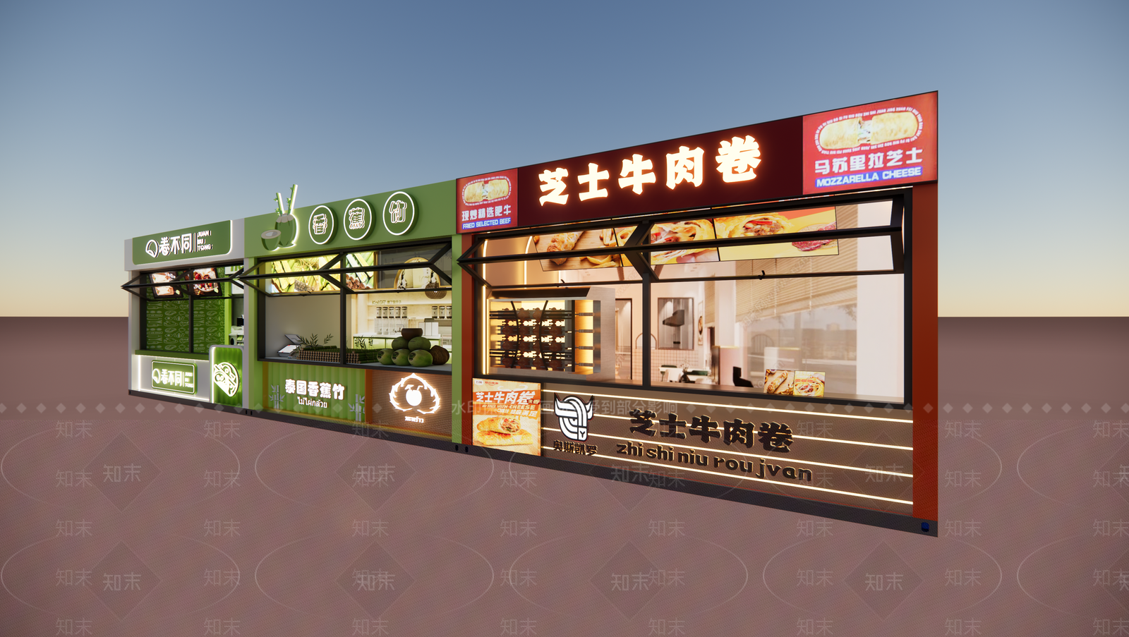 现代极简甜品面包店SU模型下载【ID:1200112068】