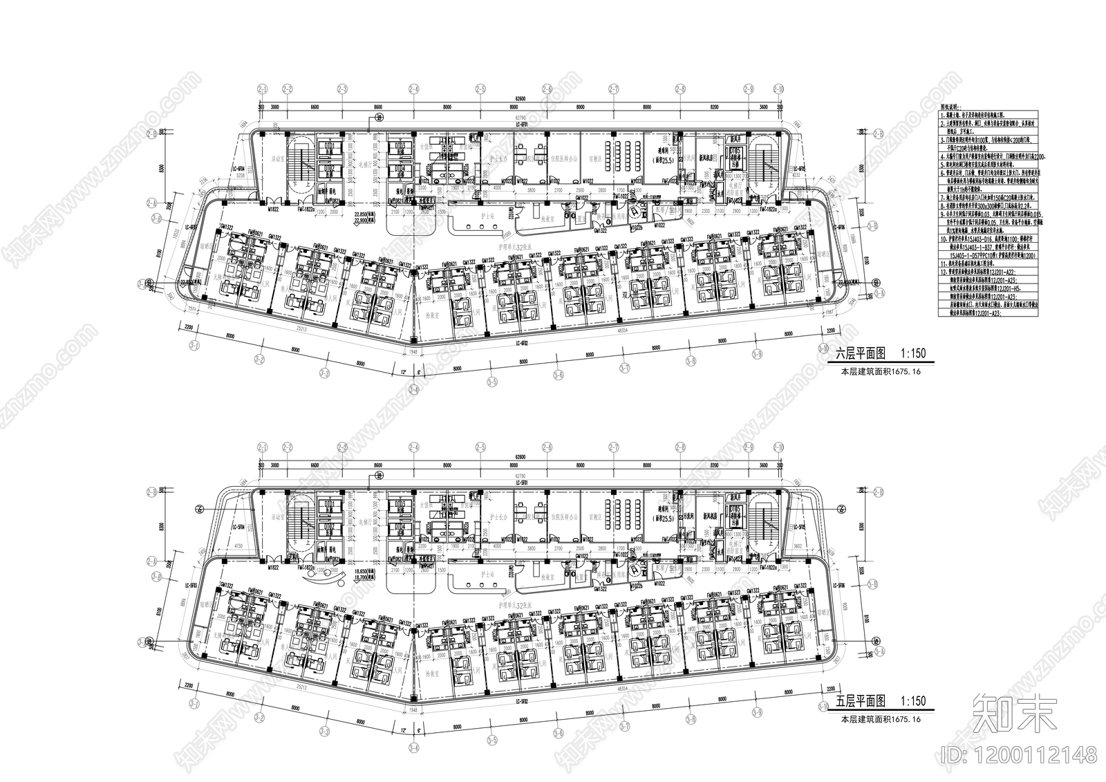 现代医院建筑cad施工图下载【ID:1200112148】