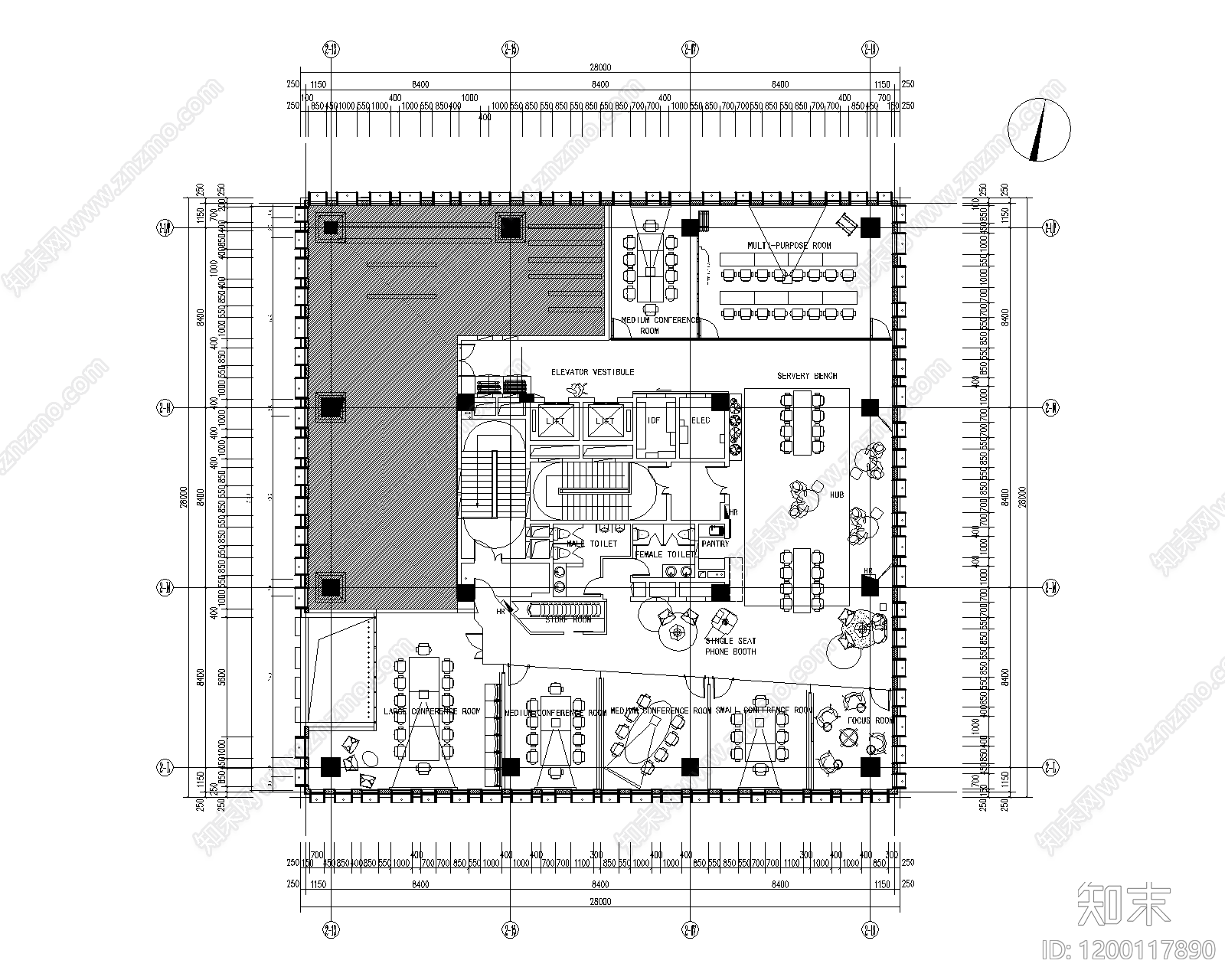 现代整体办公空间cad施工图下载【ID:1200117890】