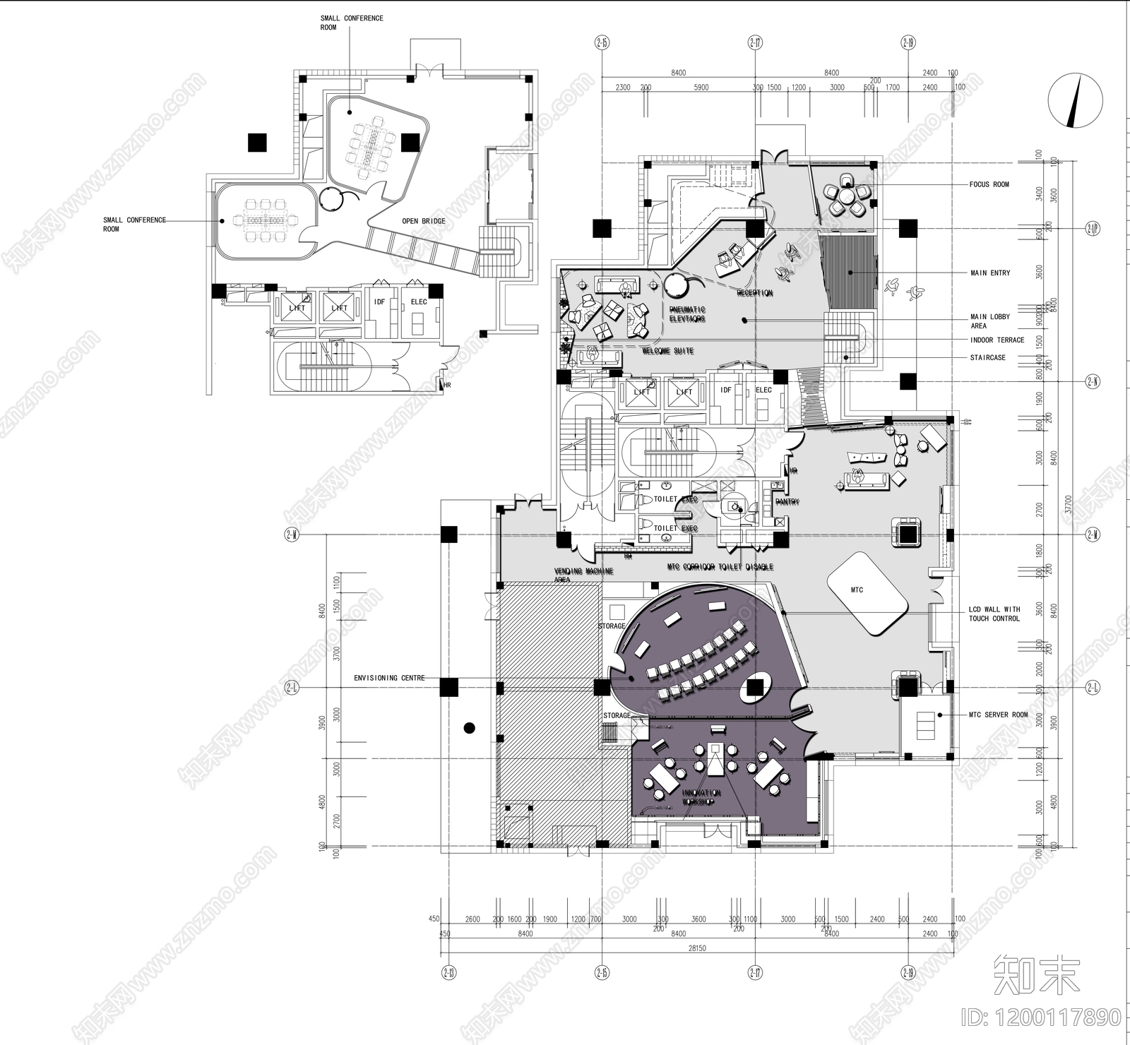 现代整体办公空间施工图下载【ID:1200117890】