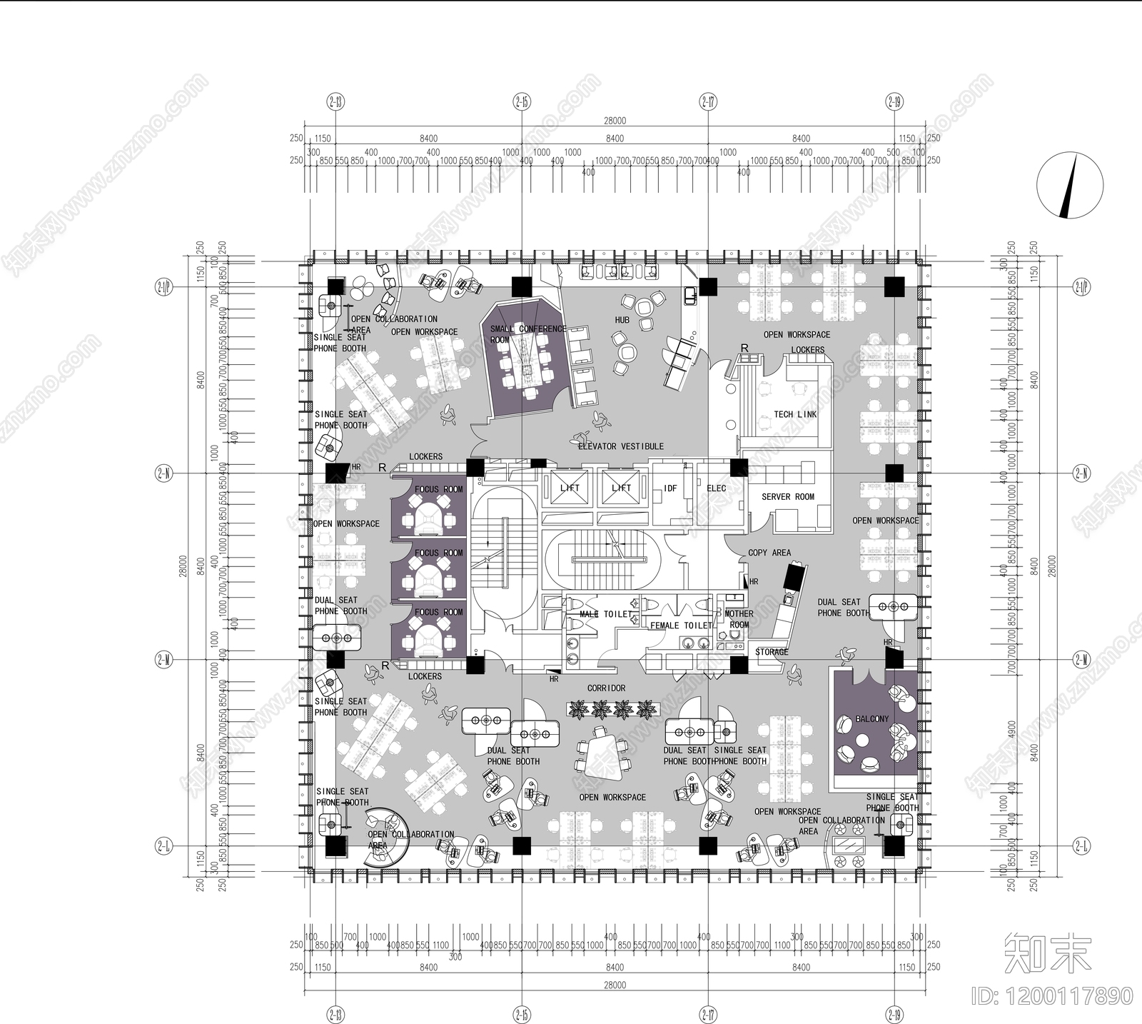 现代整体办公空间cad施工图下载【ID:1200117890】