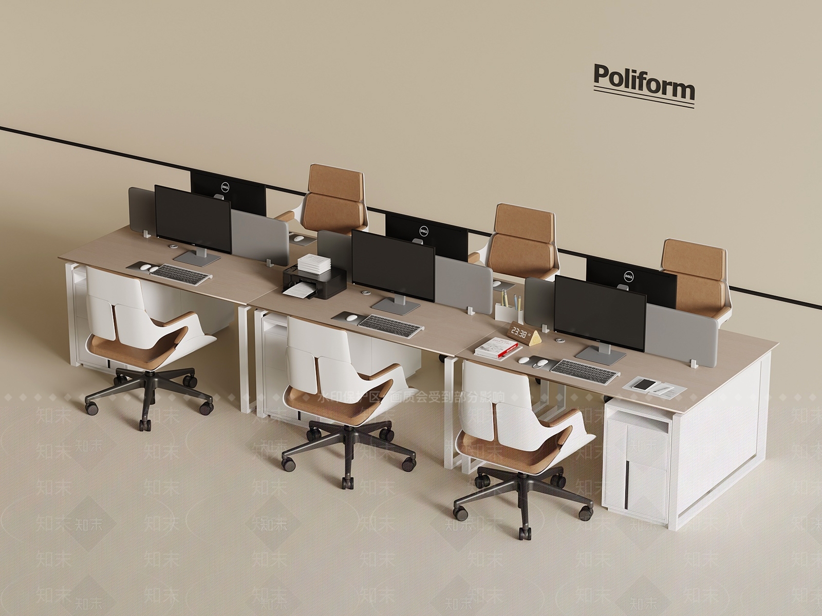 现代办公桌椅3D模型下载【ID:1200119460】