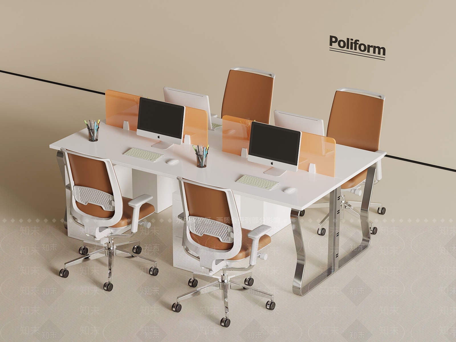 现代办公桌椅SU模型下载【ID:1200119692】