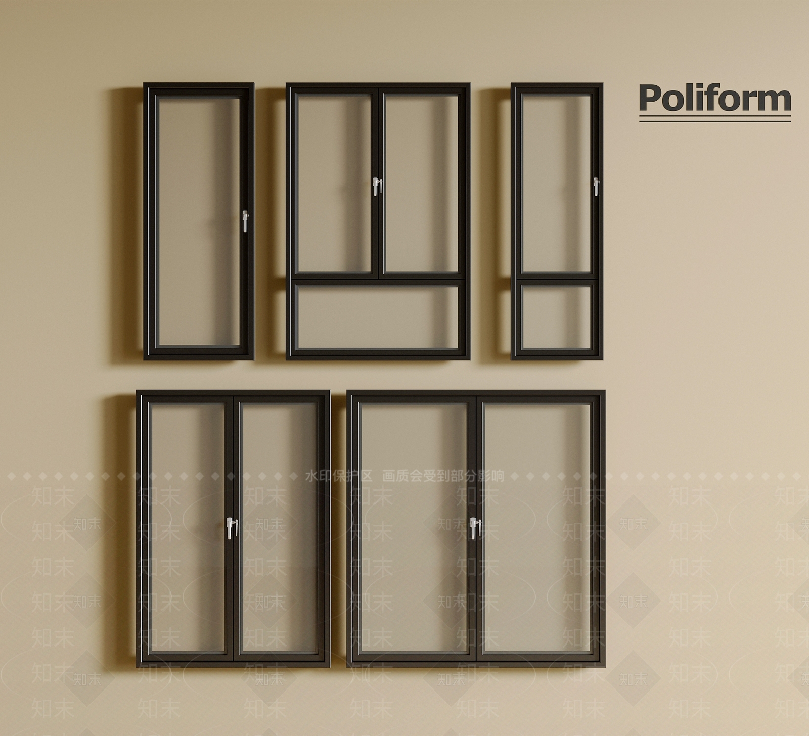 现代平开窗SU模型下载【ID:1200120406】