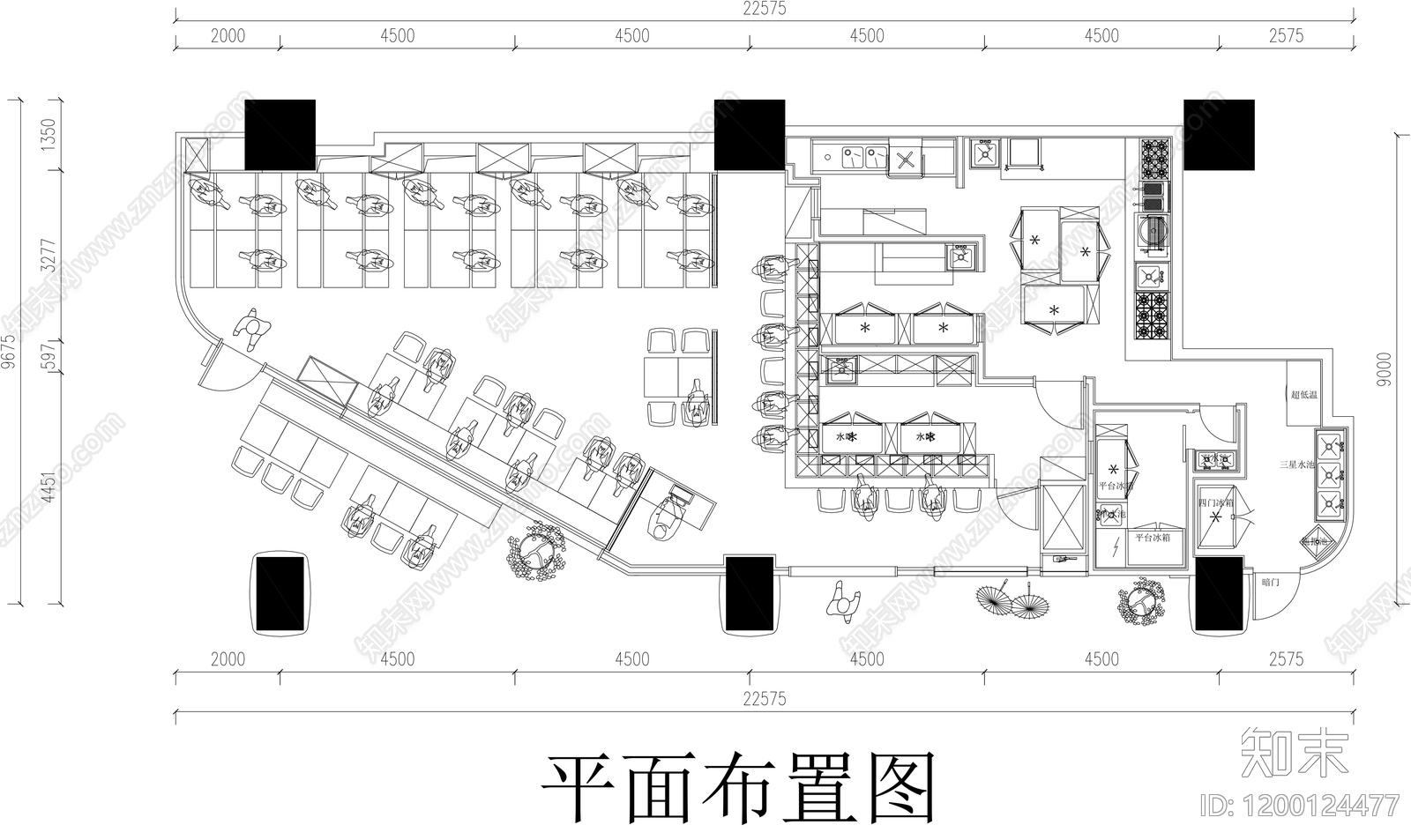 现代中餐厅施工图下载【ID:1200124477】