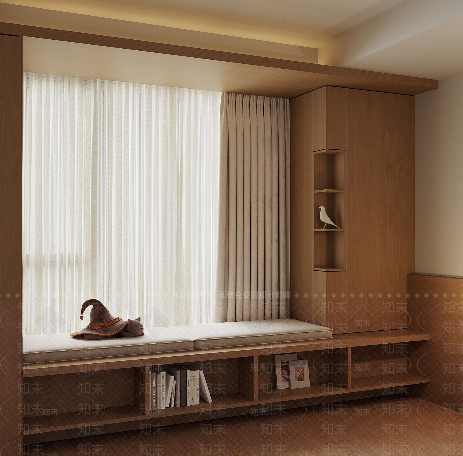 现代飘窗柜3D模型下载【ID:1200124733】