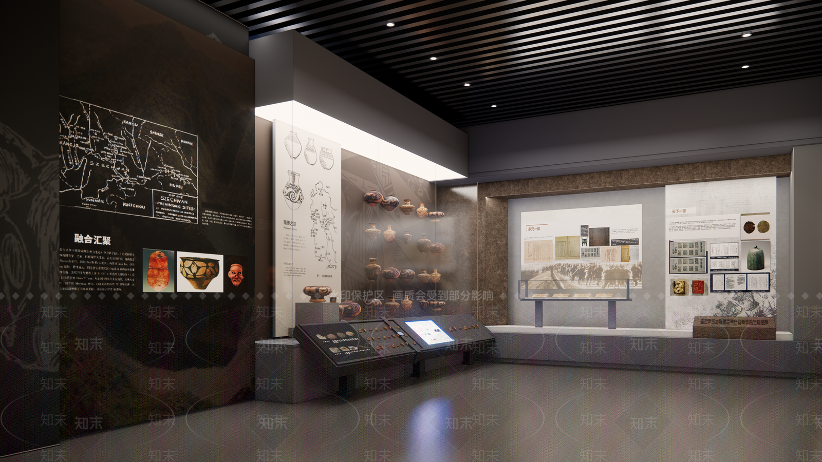 现代博物馆展厅SU模型下载【ID:1200125455】