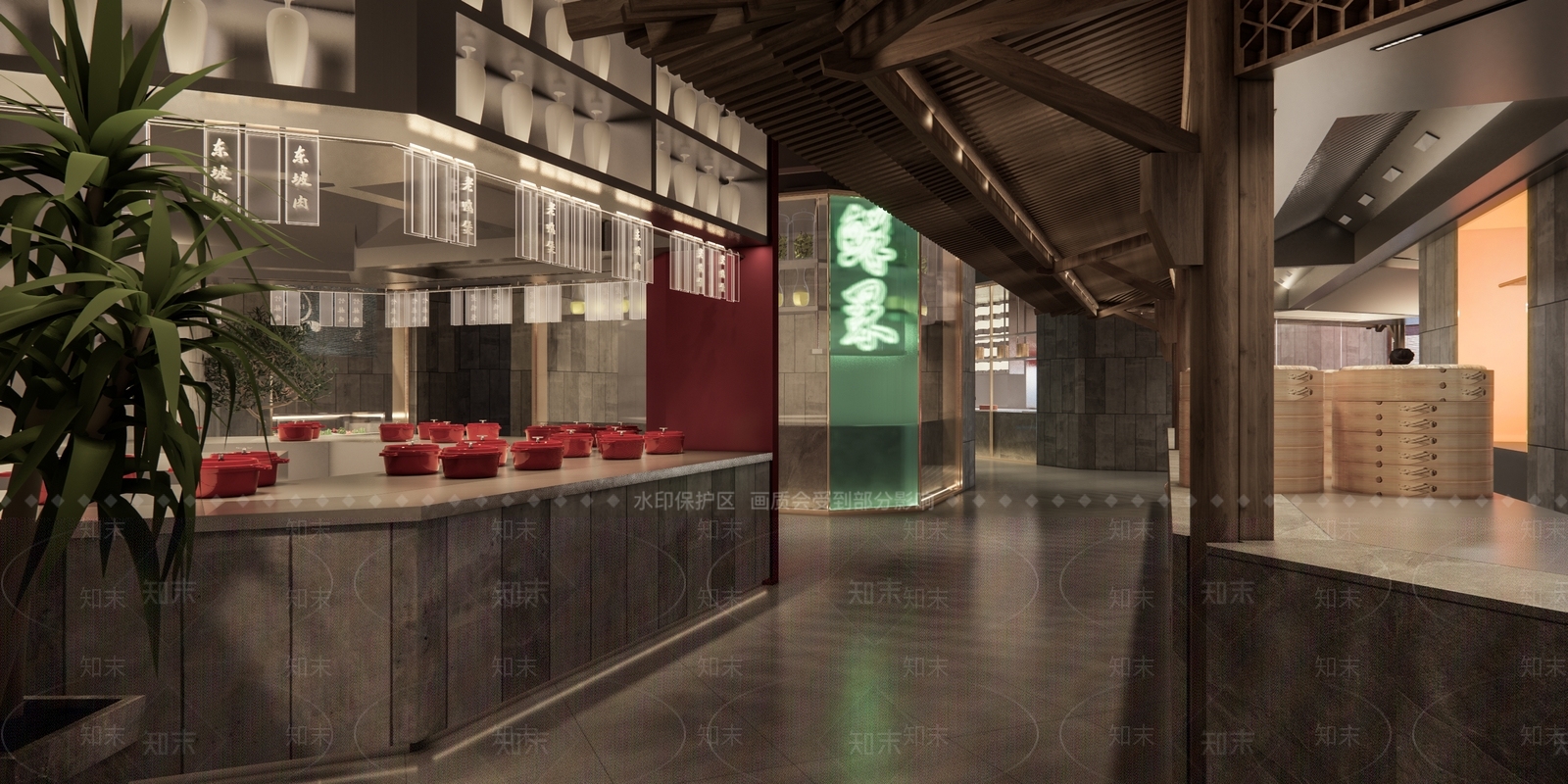 新中式现代中餐厅SU模型下载【ID:1200130971】