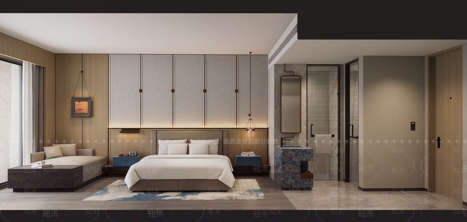 新中式酒店客房SU模型下载【ID:1200198447】