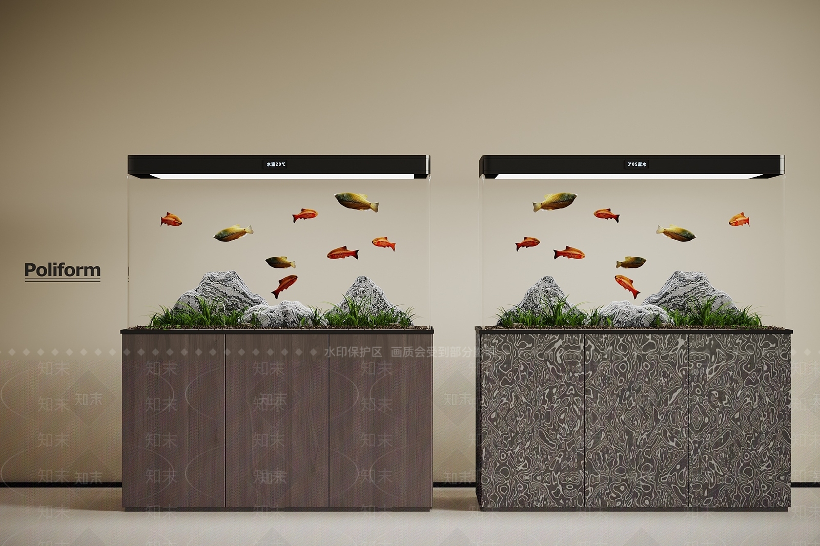 现代意式鱼缸3D模型下载【ID:1200133253】