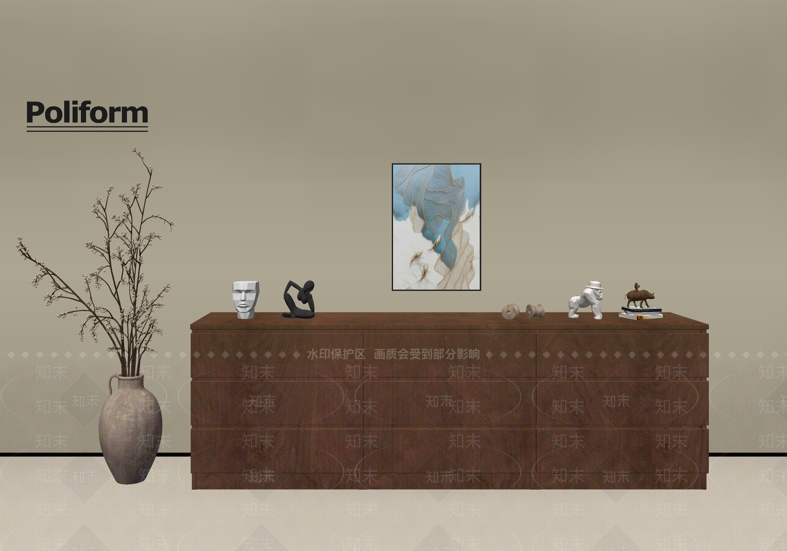 现代玄关柜SU模型下载【ID:1200133400】