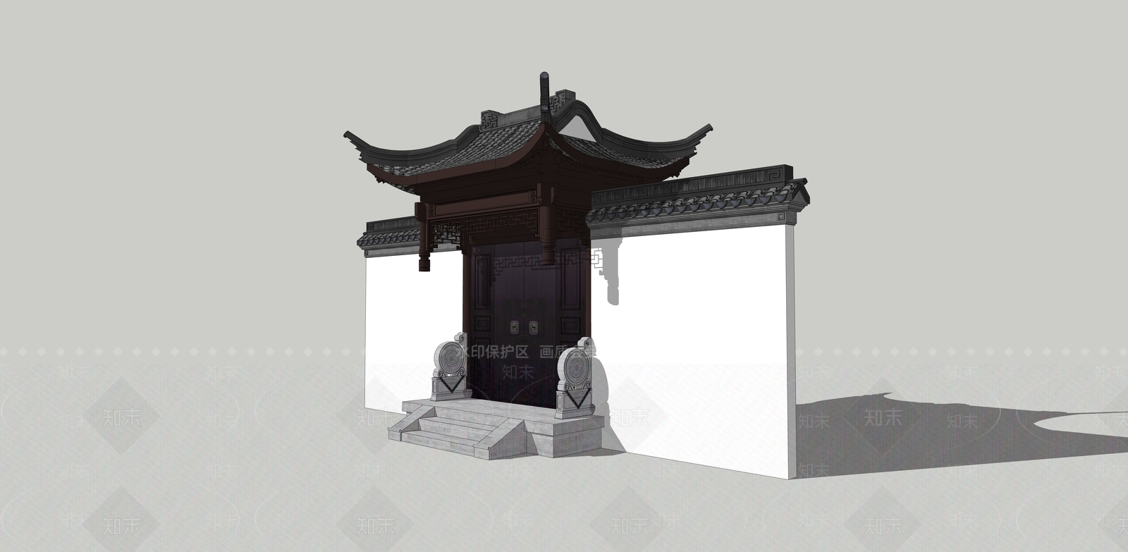 中式四合院SU模型下载【ID:1200137761】