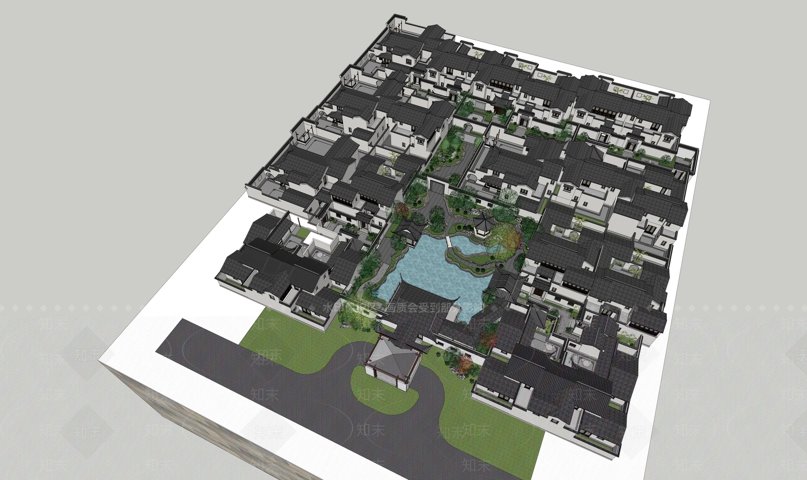 中式四合院SU模型下载【ID:1200138118】