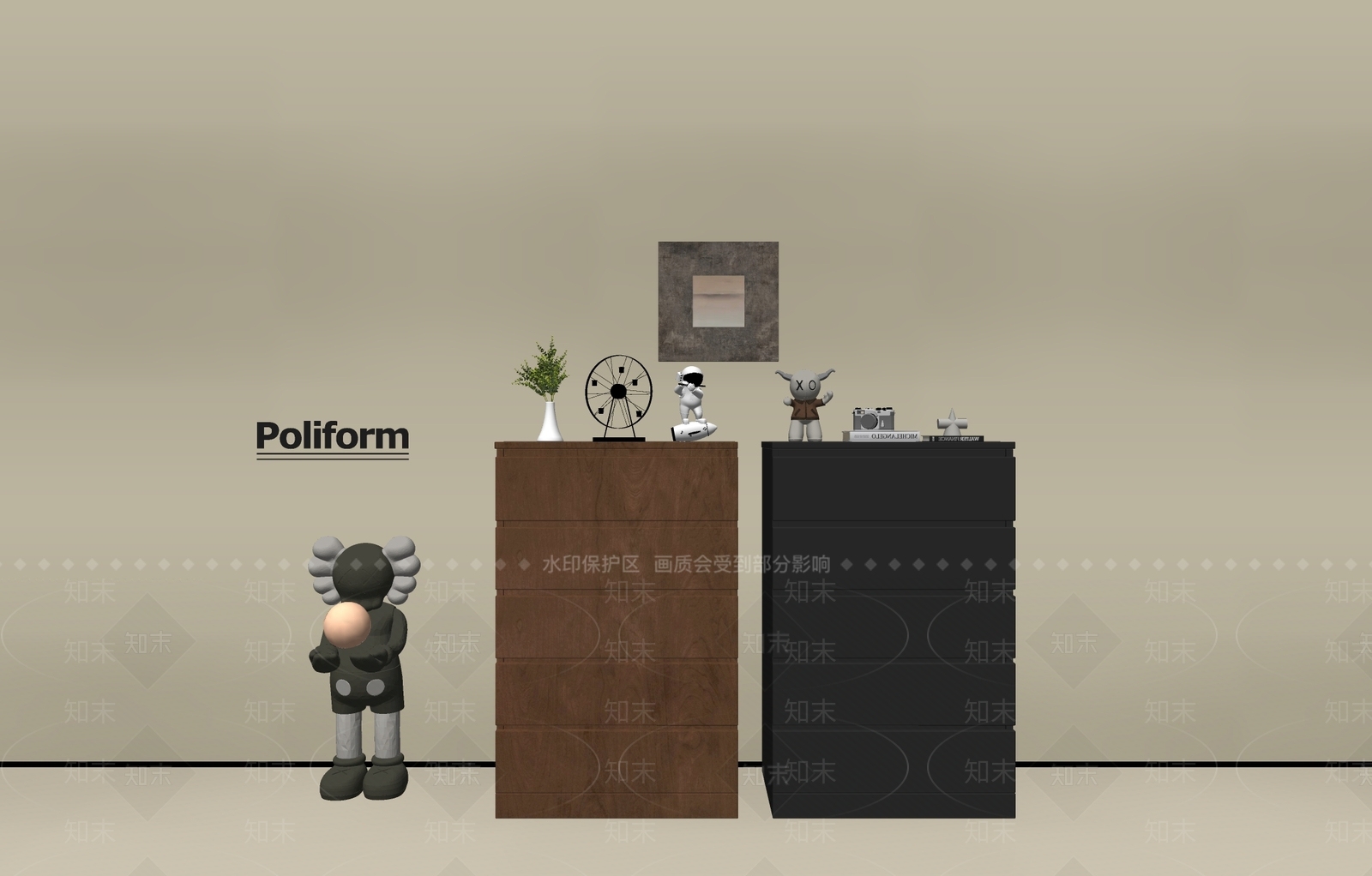 现代玄关柜SU模型下载【ID:1200138475】