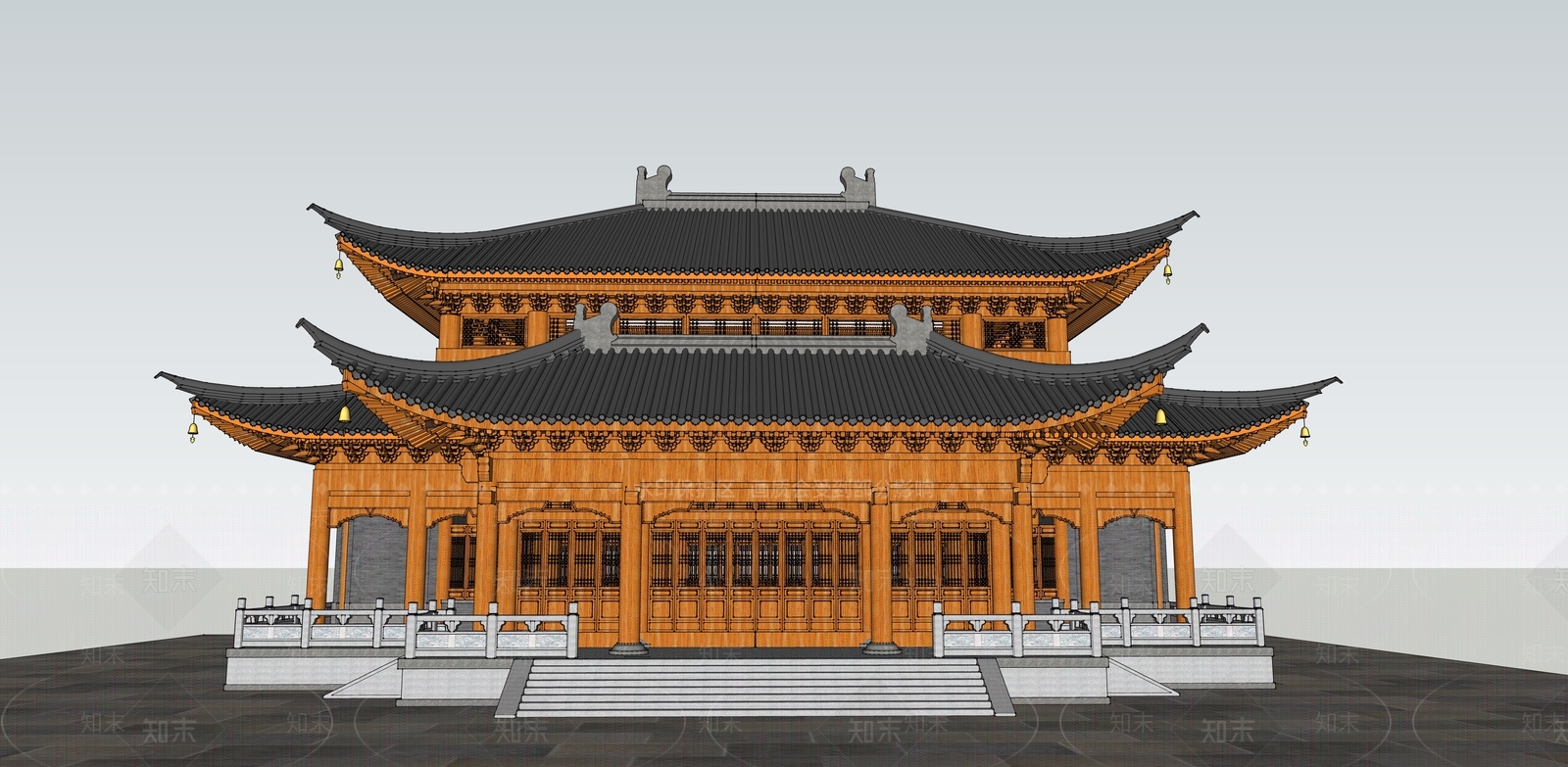 中式寺庙建筑SU模型下载【ID:1200141671】