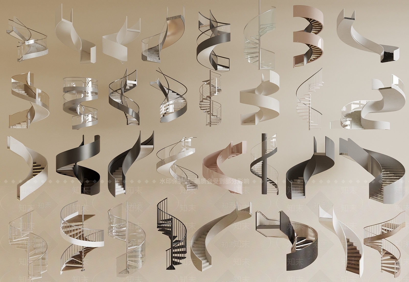 现代旋转楼梯SU模型下载【ID:1200145723】