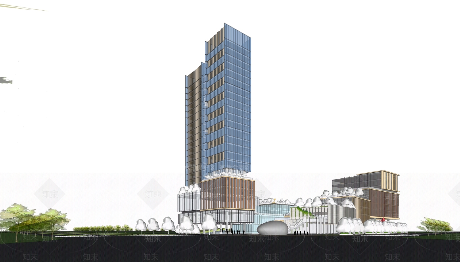 现代商场建筑SU模型下载【ID:1200146257】